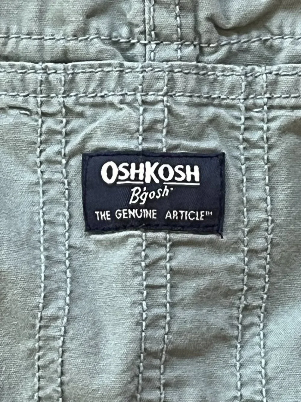 Oshkosh B'Gosh Youth Unisex 100% Cotton Green Overalls Plaid Lining Size 3T